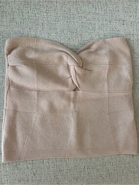 Strapless Knit Twist Tube Top in Beige